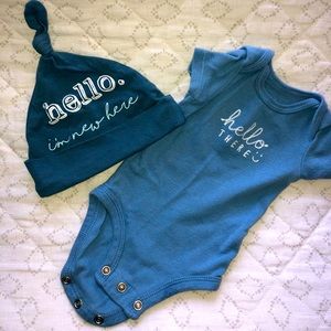 Baby Teal Beanie and Onsie